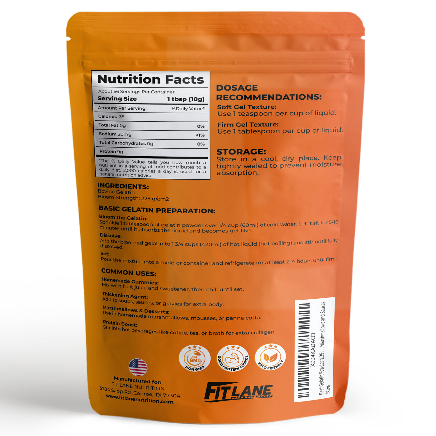 Beef Gelatin Powder 1.25 lbs - Grass-Fed, Unflavored, Non-GMO