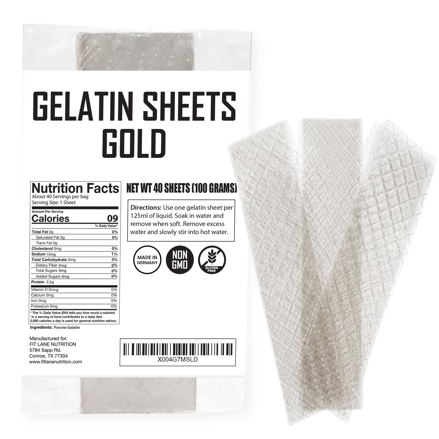 Gelatin Sheets Gold 40 ct