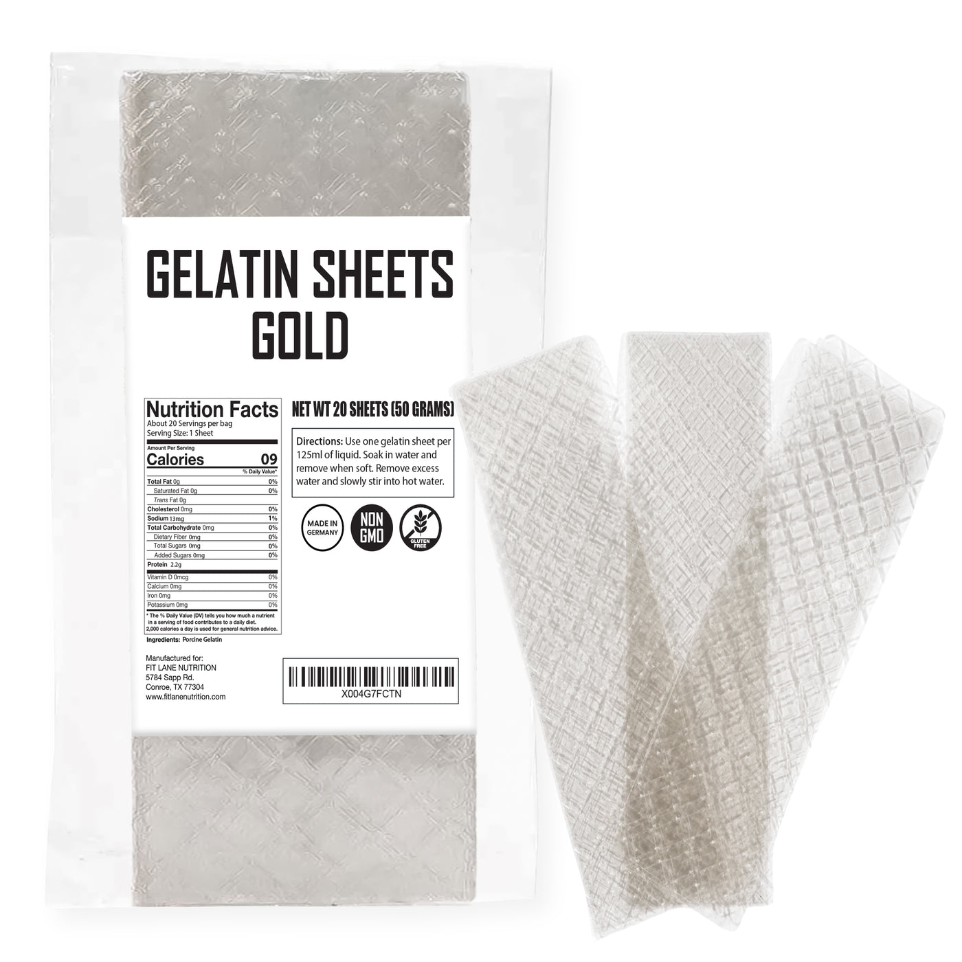 Gelatin Sheets Gold 20 ct