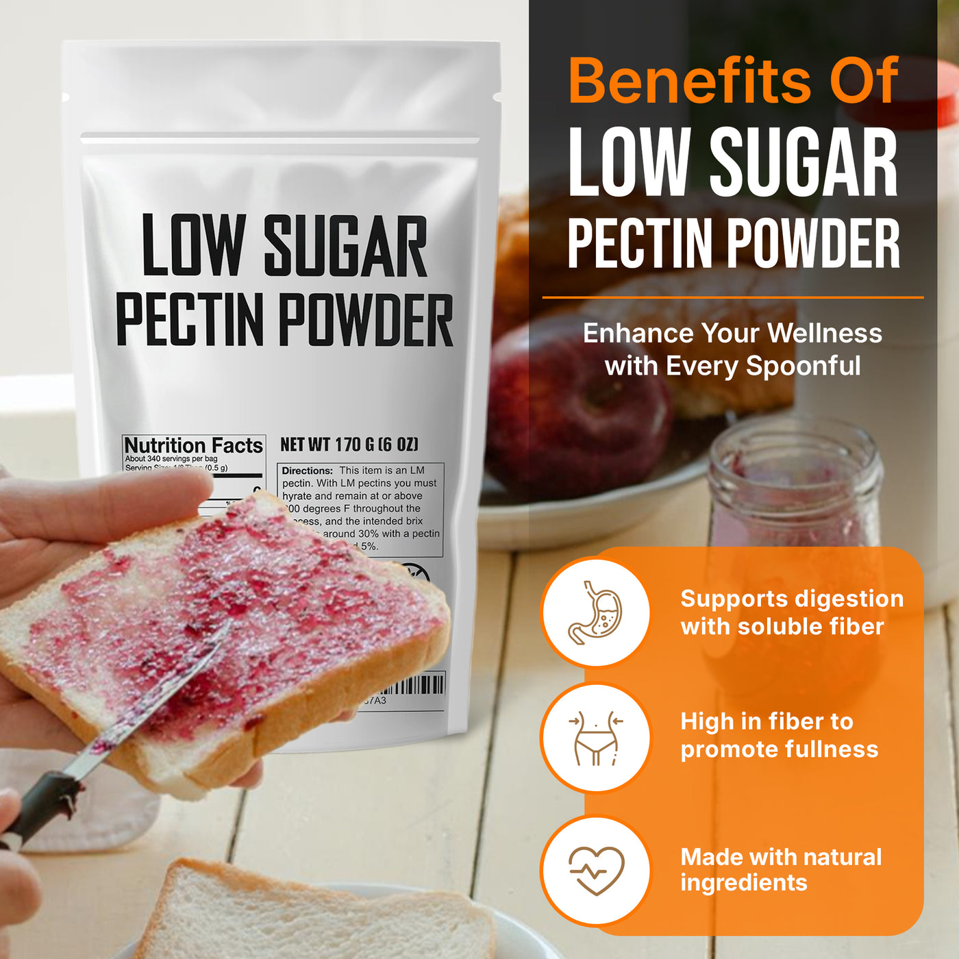Low Sugar Pectin for Canning Jam and Jellies 6 oz