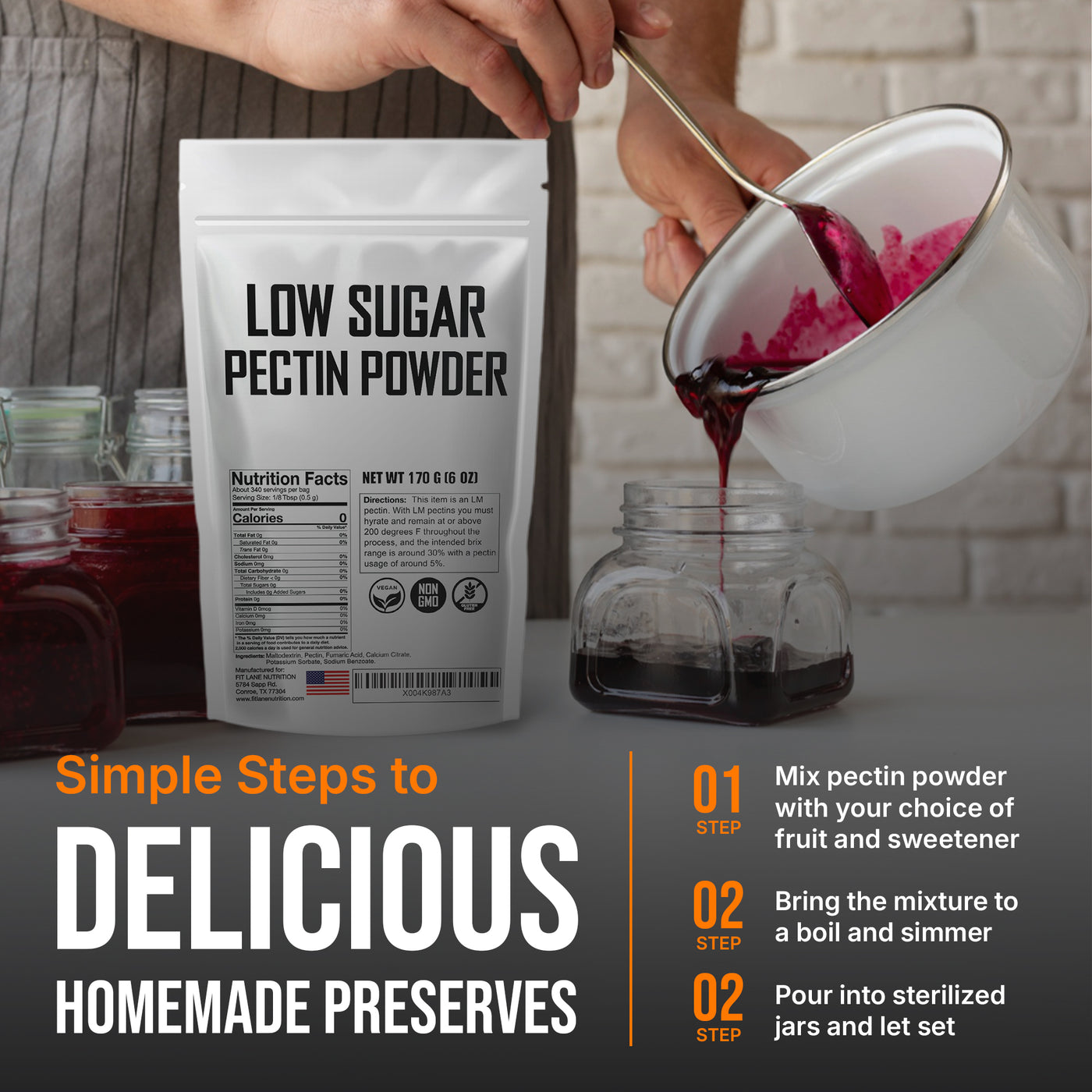 Low Sugar Pectin for Canning Jam and Jellies 6 oz