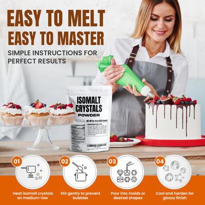 Isomalt Crystals 8 oz – Sugar Substitute Powder for Baking and Decorating – Clear and Ready to Use – Bulk Size – By Fit Lane Nutrition