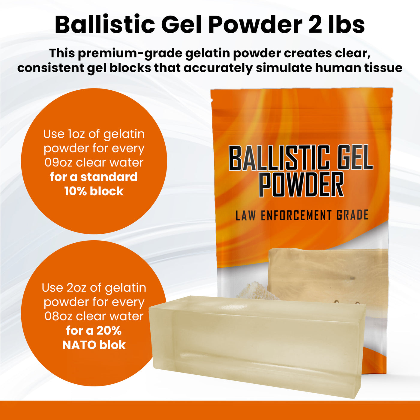 Ballistic Gel Powder 2 lbs - Law Enforcement Grade