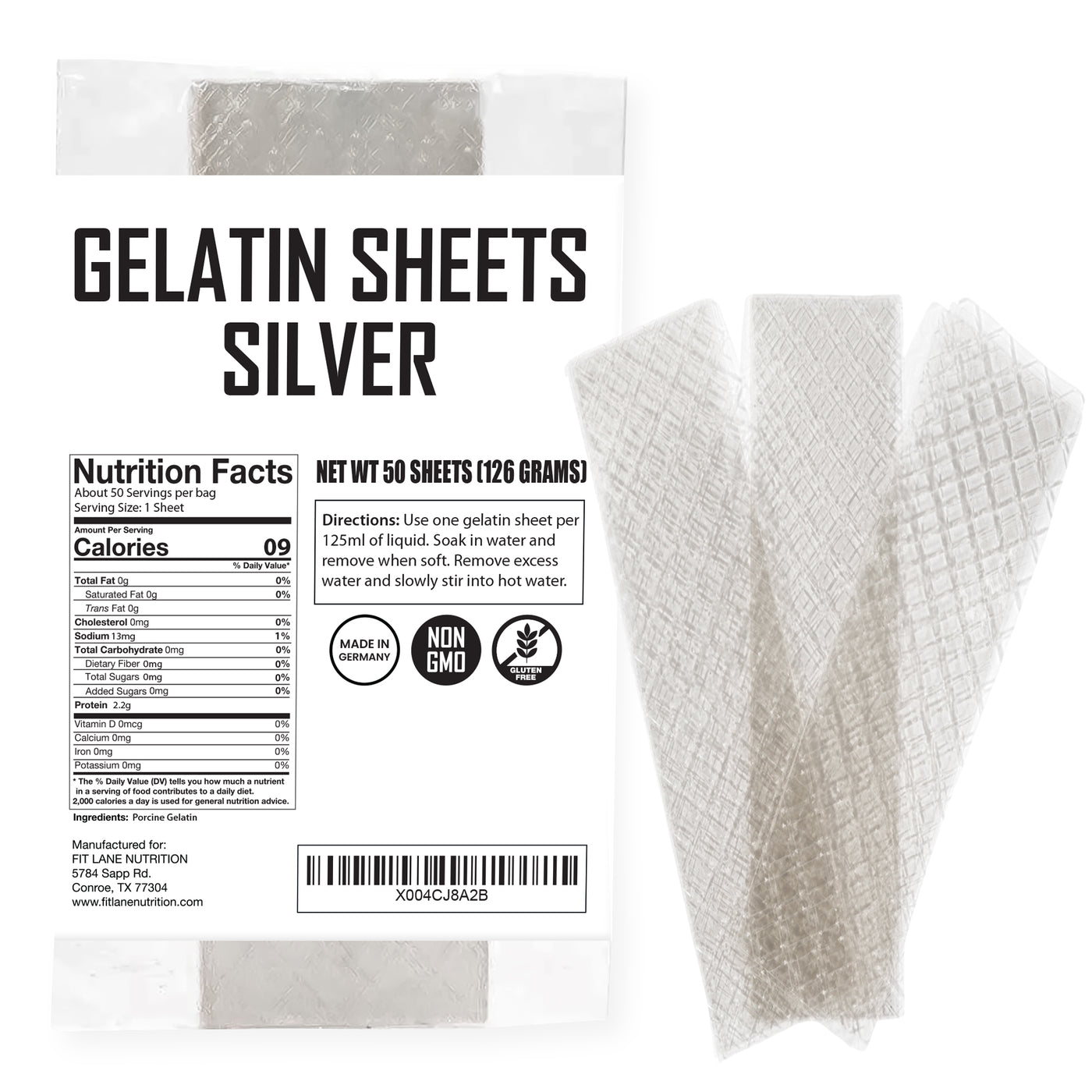 Gelatin Sheets Silver 50 ct